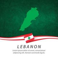 Lebanon flag with map vector