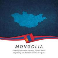 bandera de mongolia con mapa vector