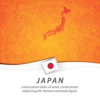 bandera de japón con mapa vector