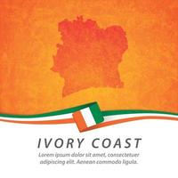 Ivory Coast flag with map vector