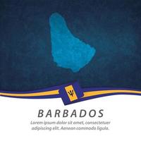 Barbados flag with map vector