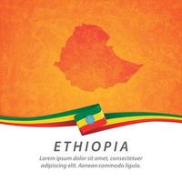 Ethiopia flag with map vector