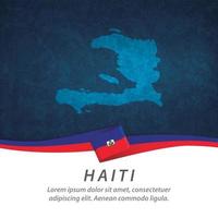 Haiti flag with map vector