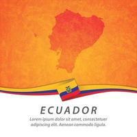 Ecuador flag with map vector