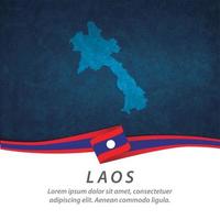 bandera de laos con mapa vector