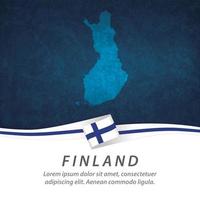 bandera de finlandia con mapa vector