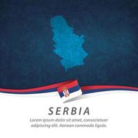 bandera de serbia con mapa vector