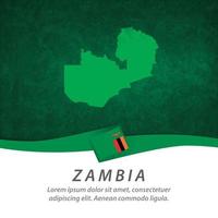 bandera de zambia con mapa vector