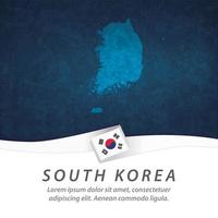 South Korea flag with map vector