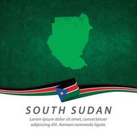 South Sudan flag with map vector