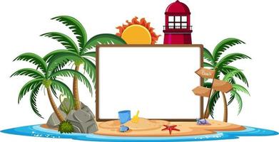 Empty banner template with summer beach element isolated vector