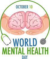 World Mental Health Day banner or logo isolated on white background vector