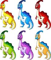 Set of Parasaurus dinosaur cartoon character vector