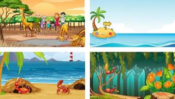 Four different nature horizontal scene vector