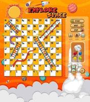 Snake Ladder game in explore space theme vector