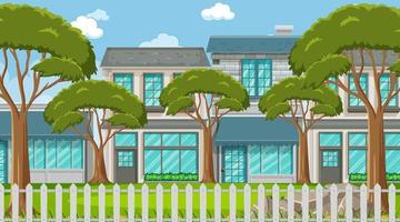 Empty scene with some trees on many houses background vector