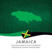 Jamaica flag with map vector