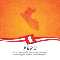 Peru flag with map vector