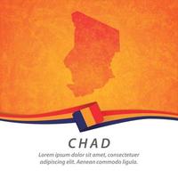 bandera de chad con mapa vector