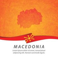 bandera de macedonia con mapa vector