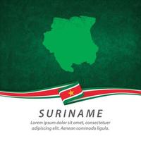 Suriname flag with map vector