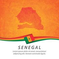 Senegal flag with map vector