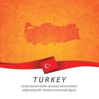 Turkey flag with map vector
