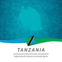 bandera de tanzania con mapa vector