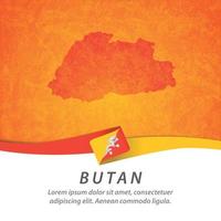 Butan flag with map vector