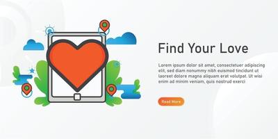 find your love Landing page template. creative website template designs. editable Vector illustration.