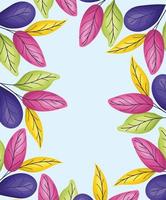 cute leaves frame vector