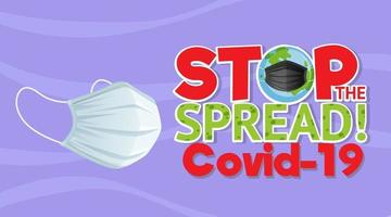 Stop the spread covid-19 banner with medical mask vector