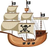 Pirate Ship in cartoon style isolated on white background vector