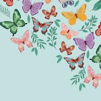 mariposas y plantas vector