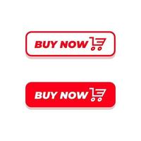 Buy now button. Red Buy now button with shopping cart icon template. vector