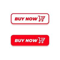 Buy now button. Red Buy now button with shopping cart icon template. vector