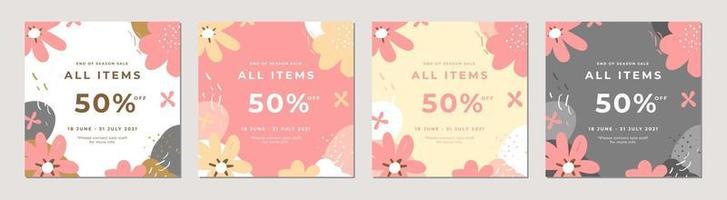 End of season sale banner set. Special offers and promotion square banner template. vector