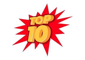 Top 10. Best ten list. 3D orange word on red background. vector