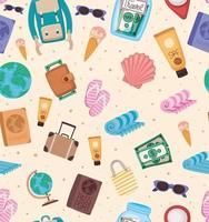 seamless travel icons vector