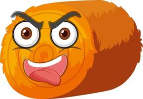 Round hay bale cartoon character with facial expression vector