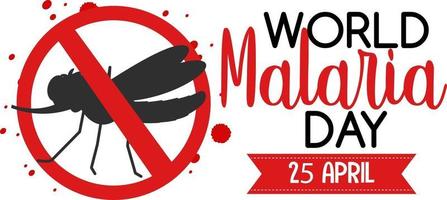 World Malaria Day logo or banner with no mosquito sign vector