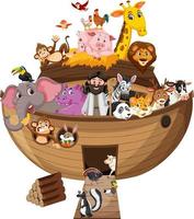 Noah's Ark with Animals isolated on white background vector