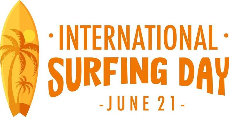 International Surfing Day logo banner isolated