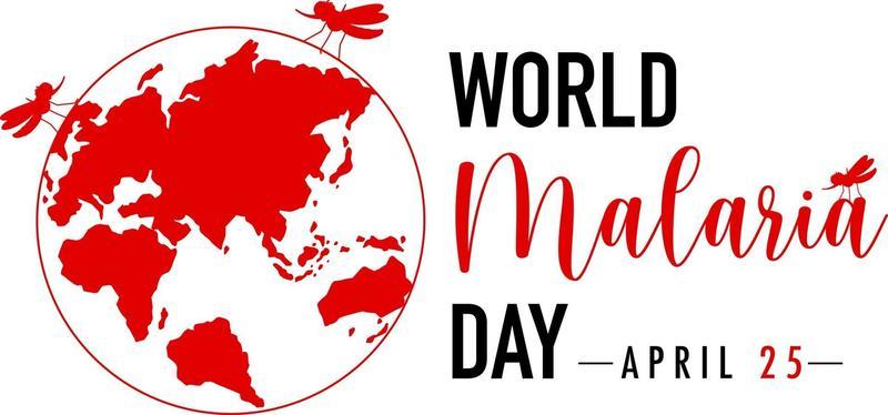 World Malaria Day logo or banner with mosquito on the earth sign