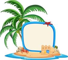 Empty banner template with summer beach element isolated vector