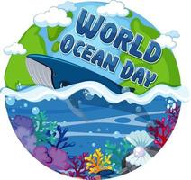 World Ocean Day banner with whale in the ocean isolated vector