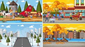 Different background scenes of nature in set vector