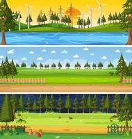 Set of different nature horizontal scenes vector