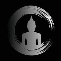 Black Buddha silhouette against Dark background. yoga vector