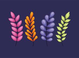 four colored plants vector